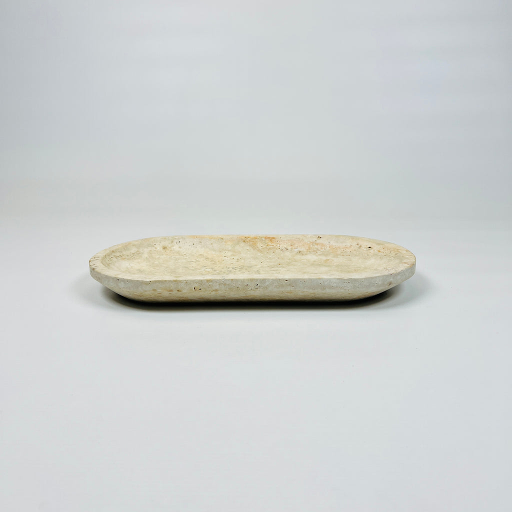 Travertine Oval Splotched Tray