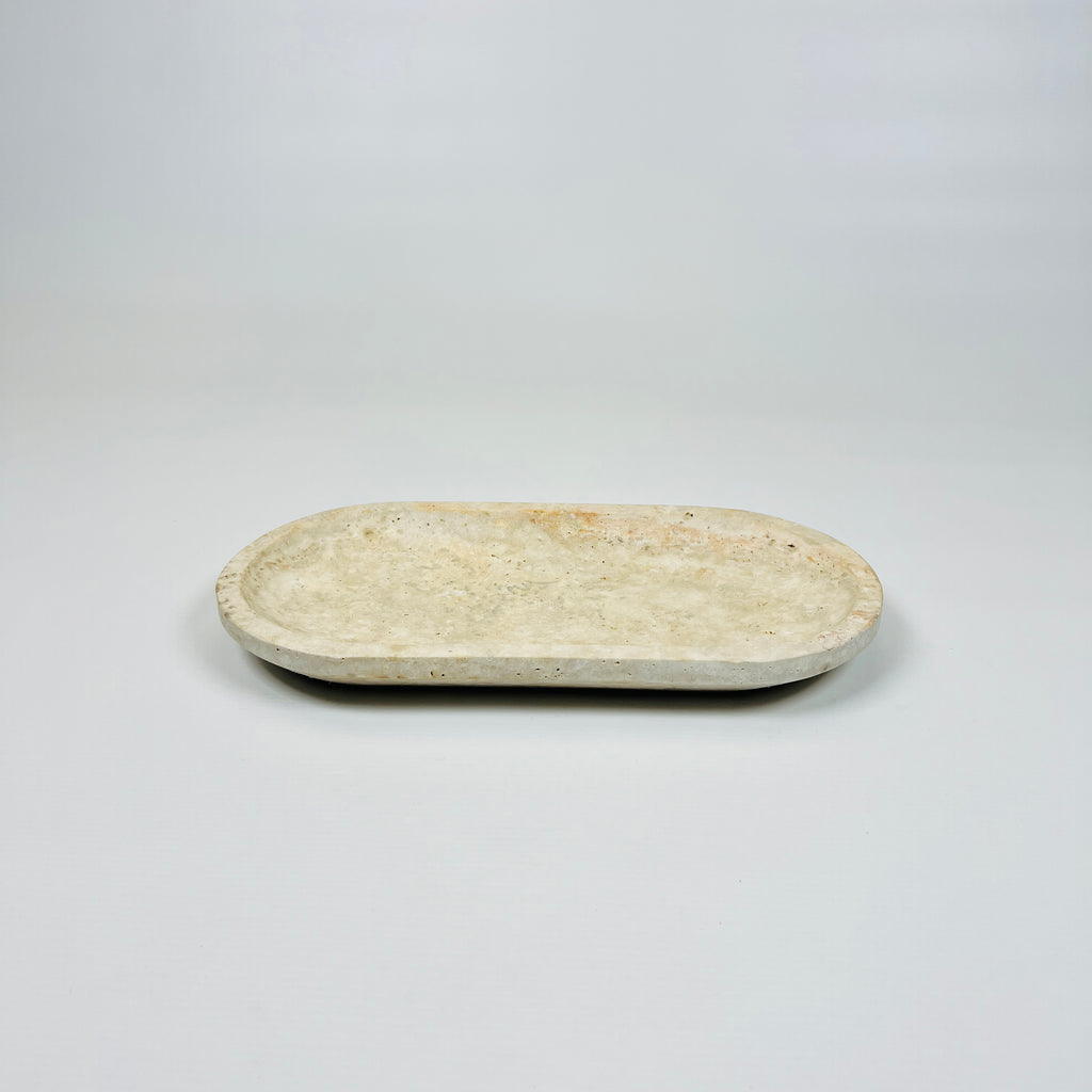 Travertine Oval Splotched Tray