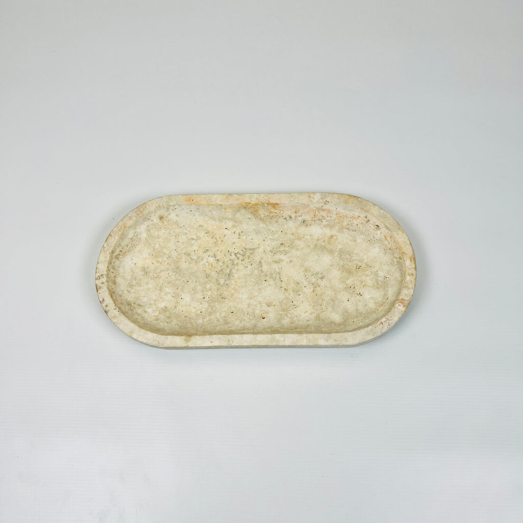 Travertine Oval Splotched Tray