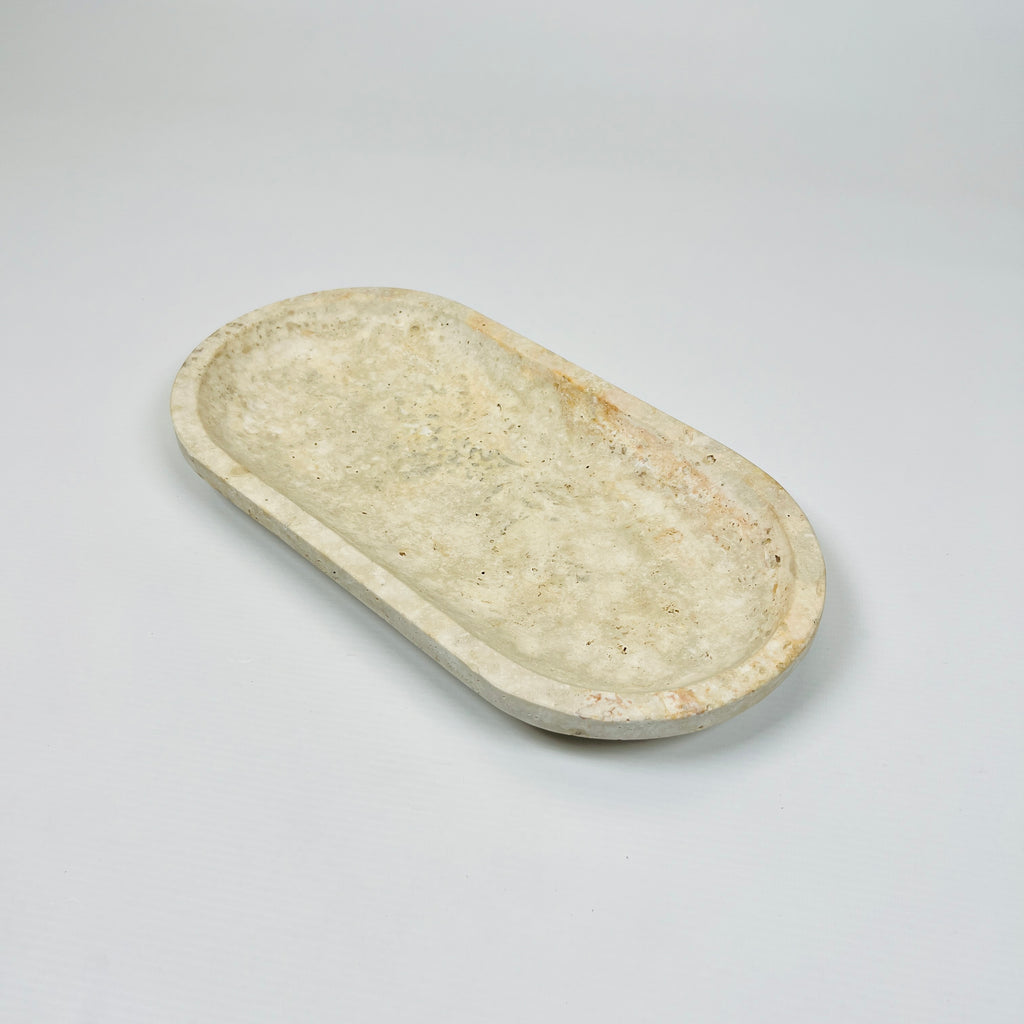 Travertine Oval Splotched Tray