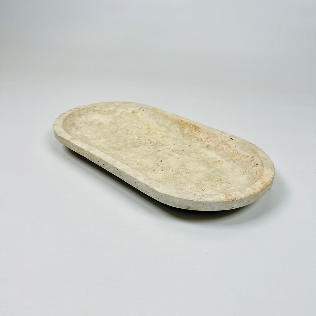 Travertine Oval Splotched Tray