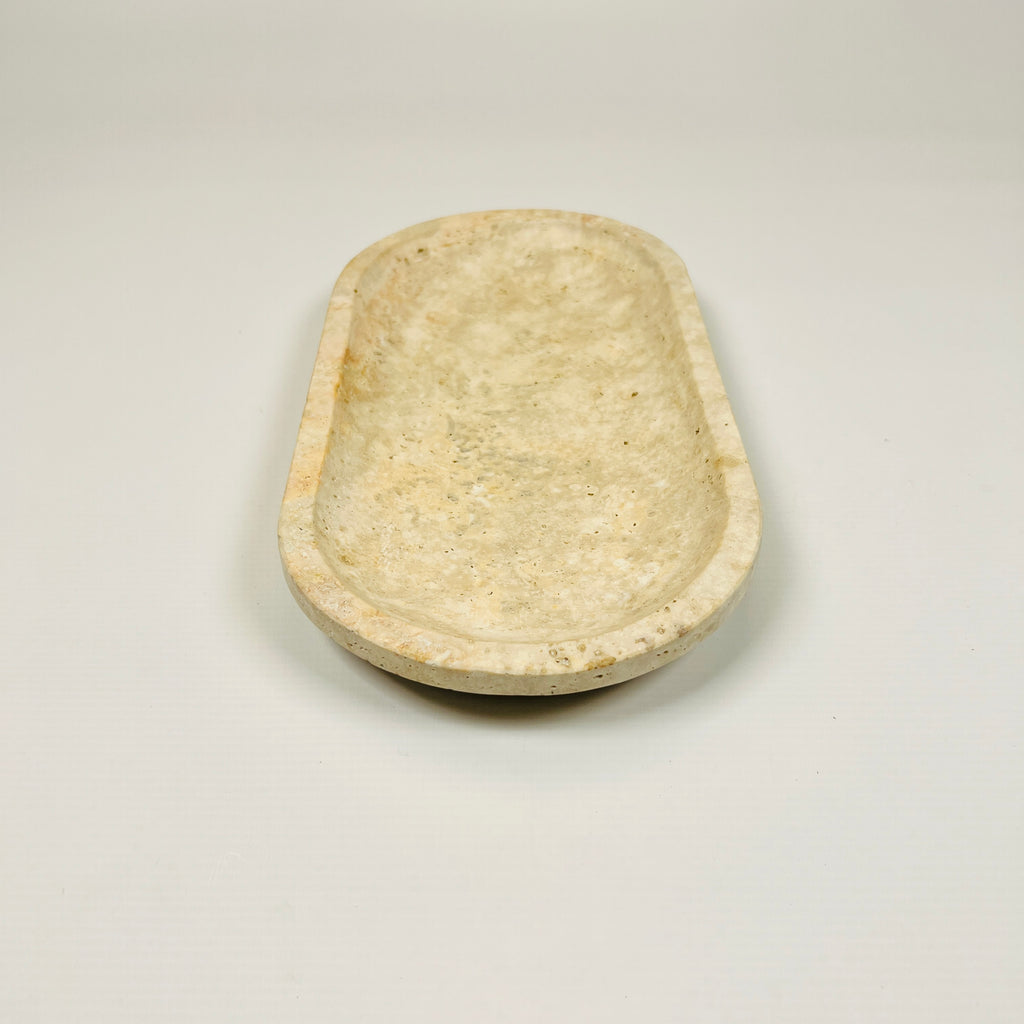 Travertine Oval Splotched Tray