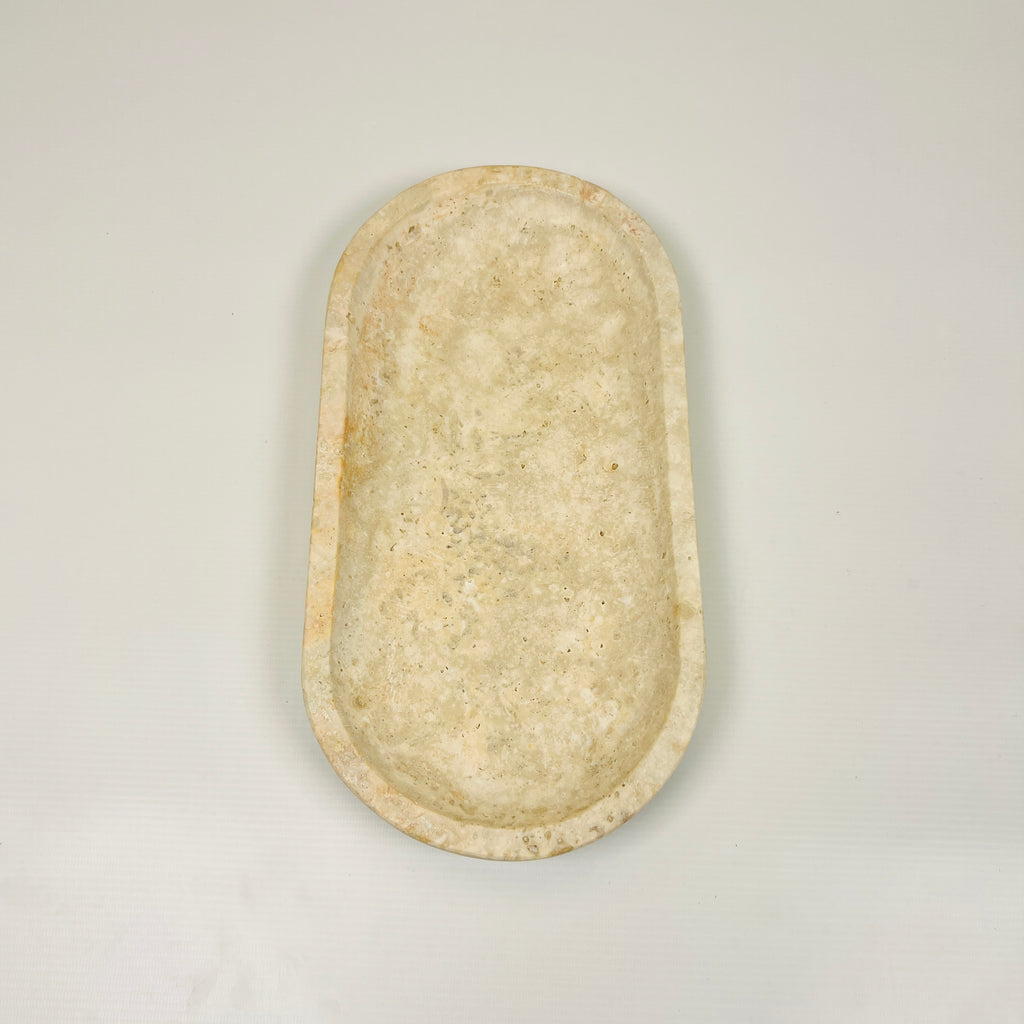 Travertine Oval Splotched Tray