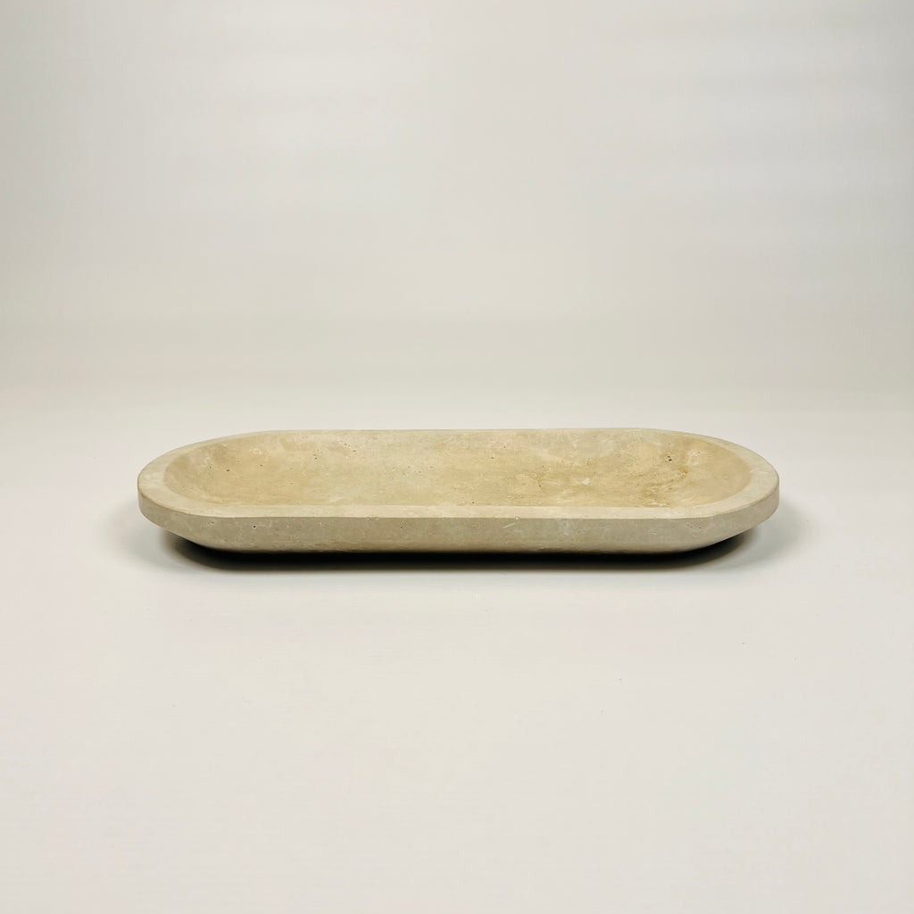 Travertine Oval Glazed Tray