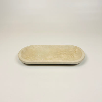 Travertine Oval Glazed Tray