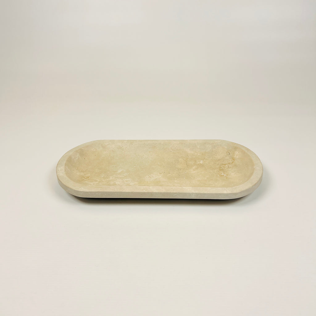 Travertine Oval Glazed Tray