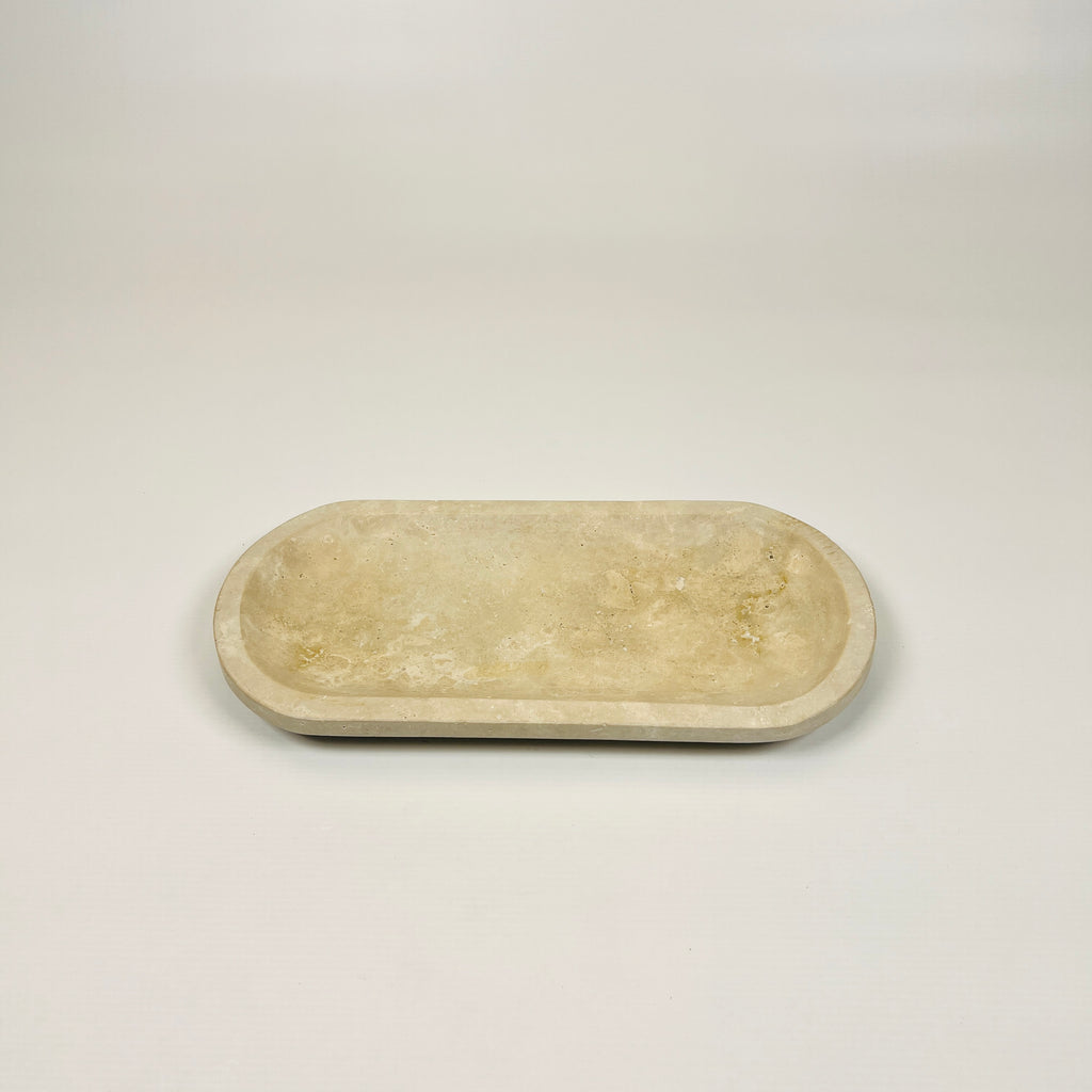 Travertine Oval Glazed Tray