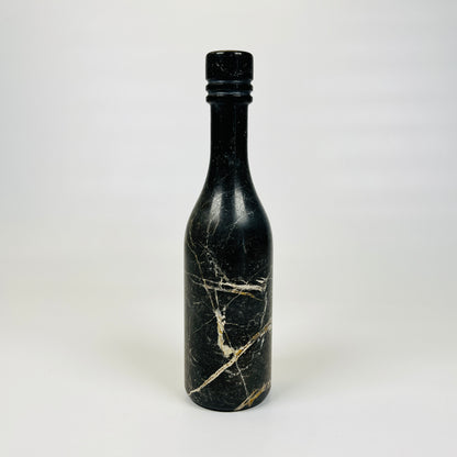Wine Black Golden Veined Marble Decor Bottle Candle Stand