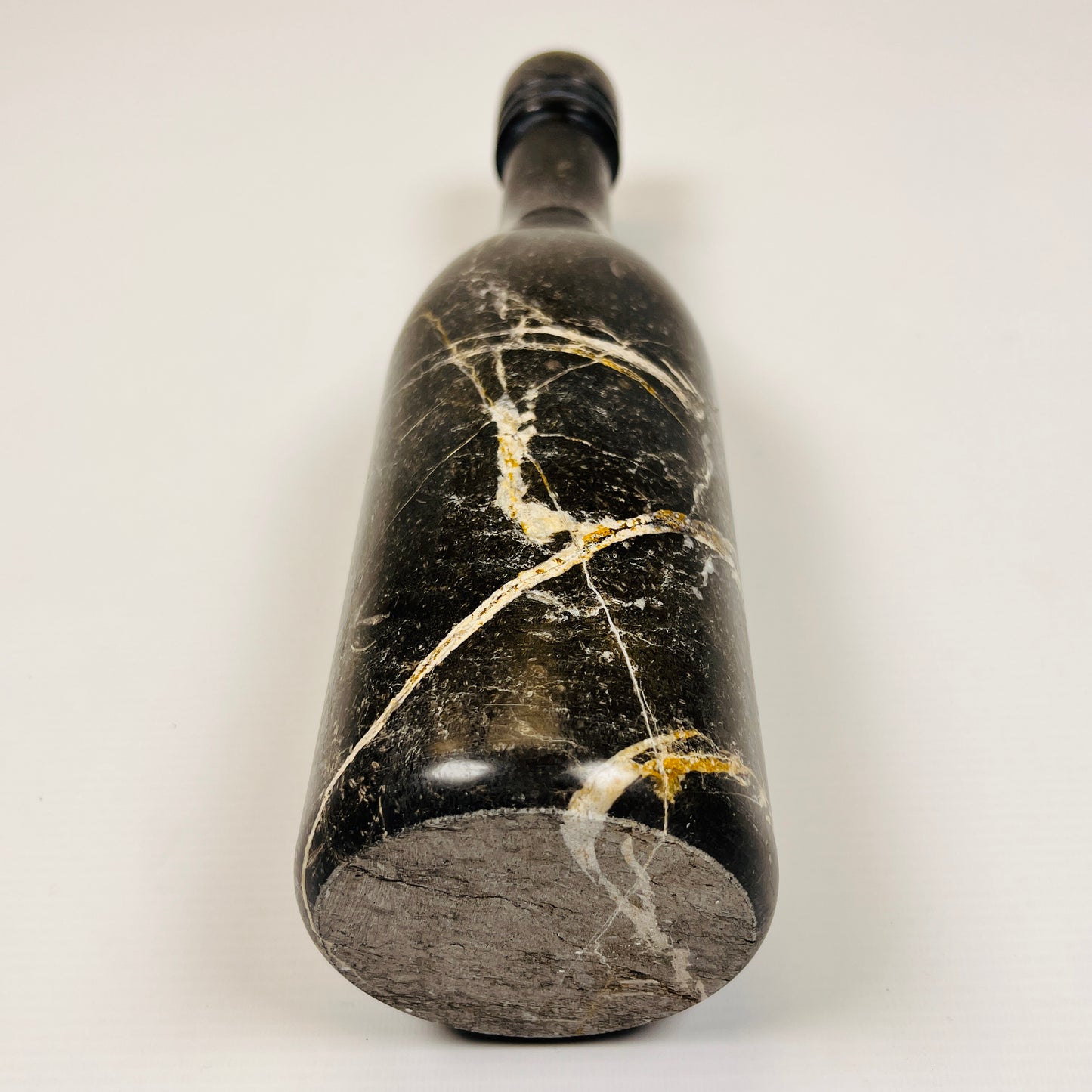 Wine Black Golden Veined Marble Decor Bottle Candle Stand