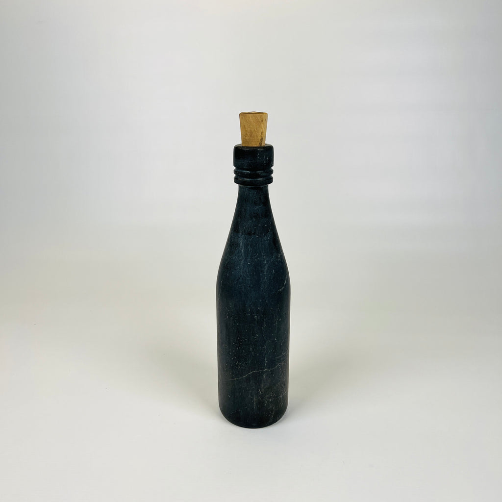 Wine Black Grazed Marble Decor Bottle