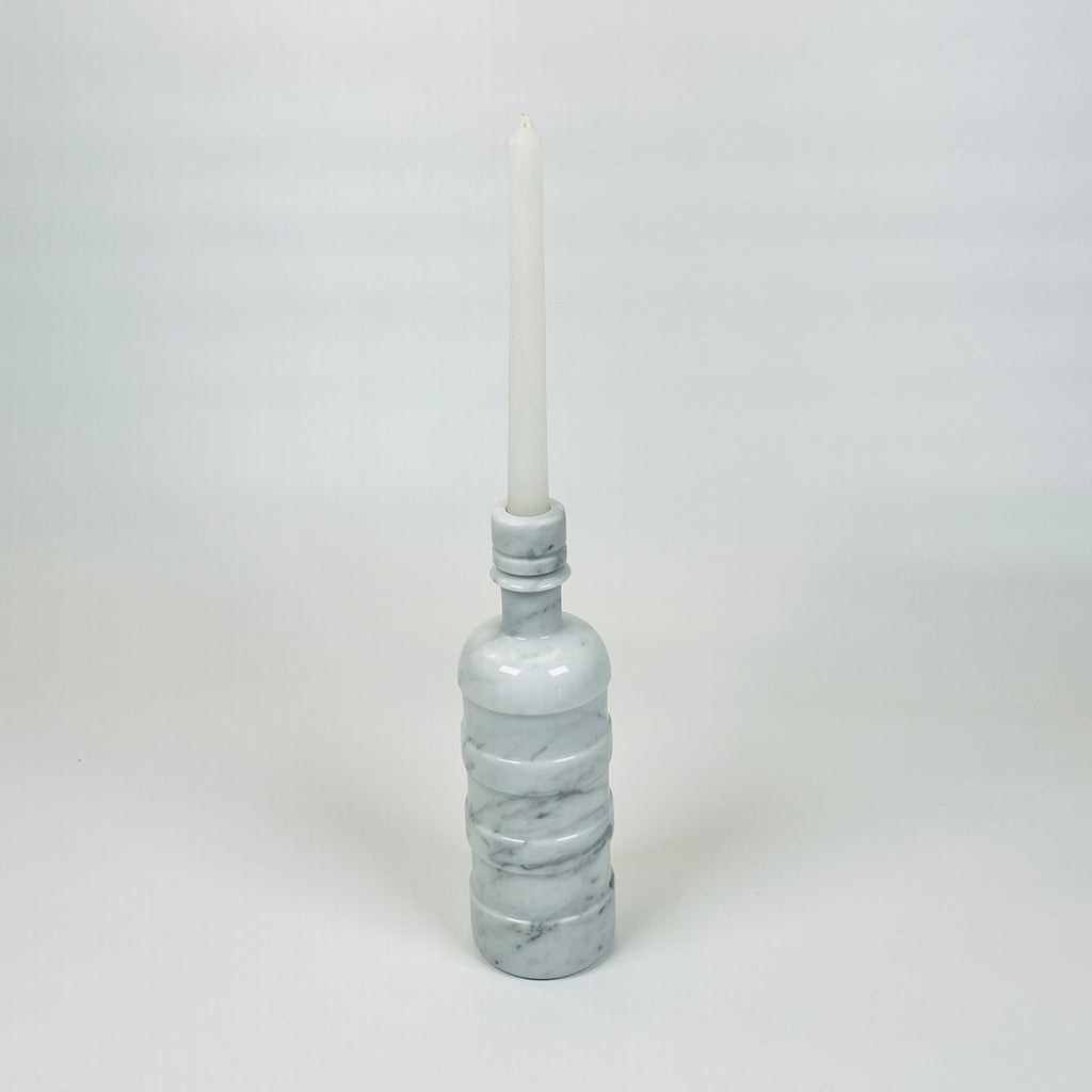 Ringed Wine Grey Marble Decor Bottle Candle Stand