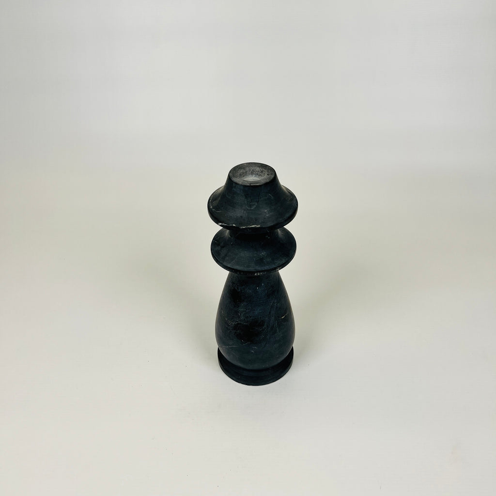 Traditional Matte Black Marble Candle Stand