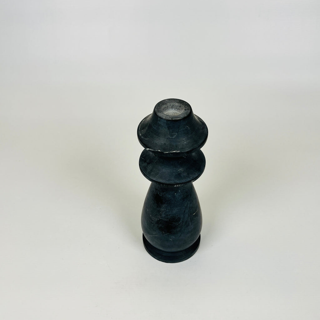 Traditional Matte Black Marble Candle Stand