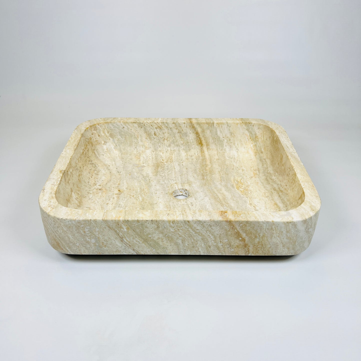Raw Rectangle Lined Travertine Sink