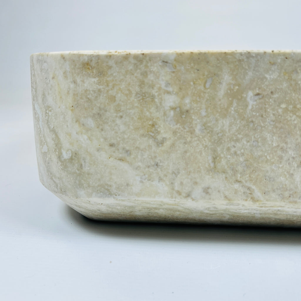 Raw Rectangle Lined Travertine Sink