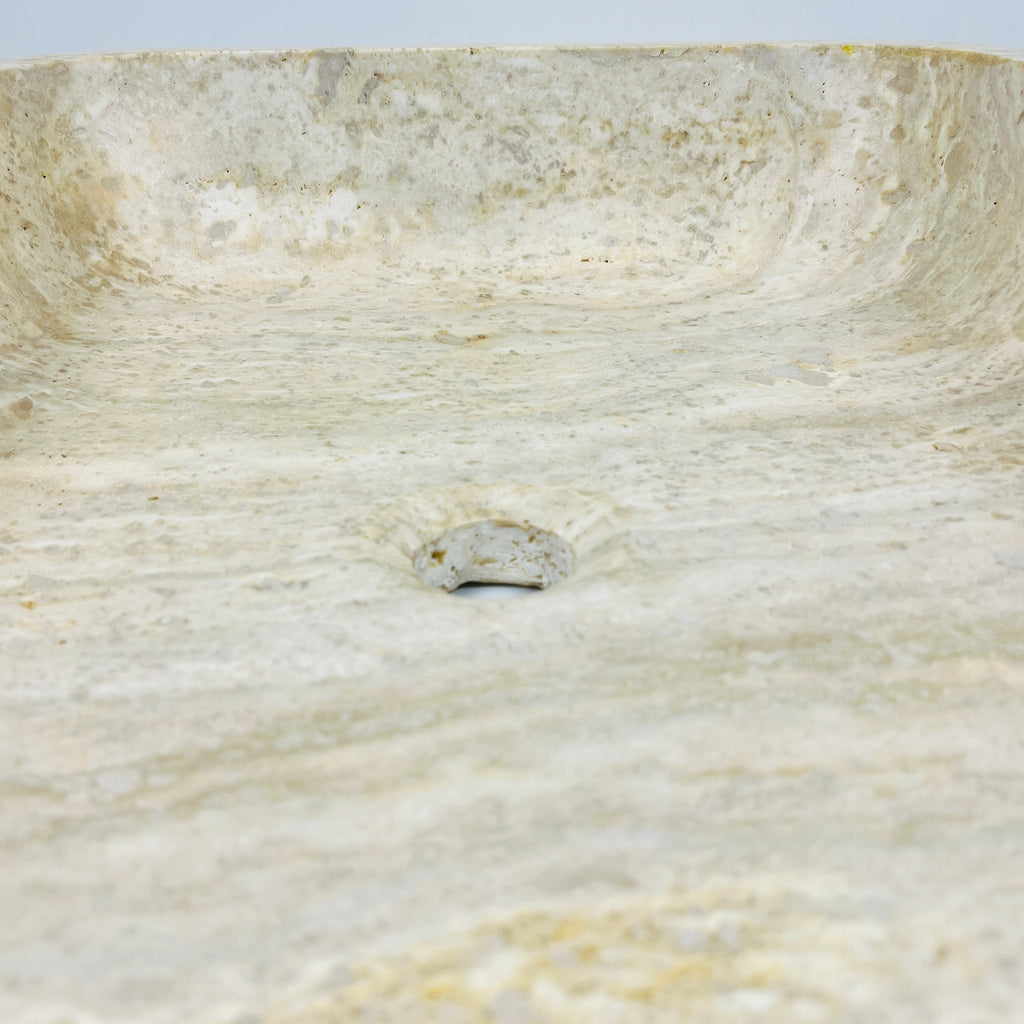 Raw Rectangle Lined Travertine Sink