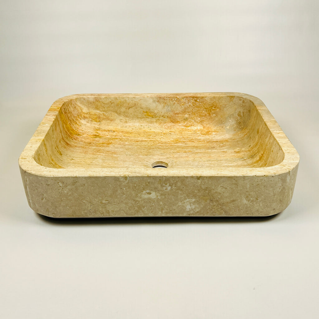 Raw Rectangle Grazed Travertine Sink