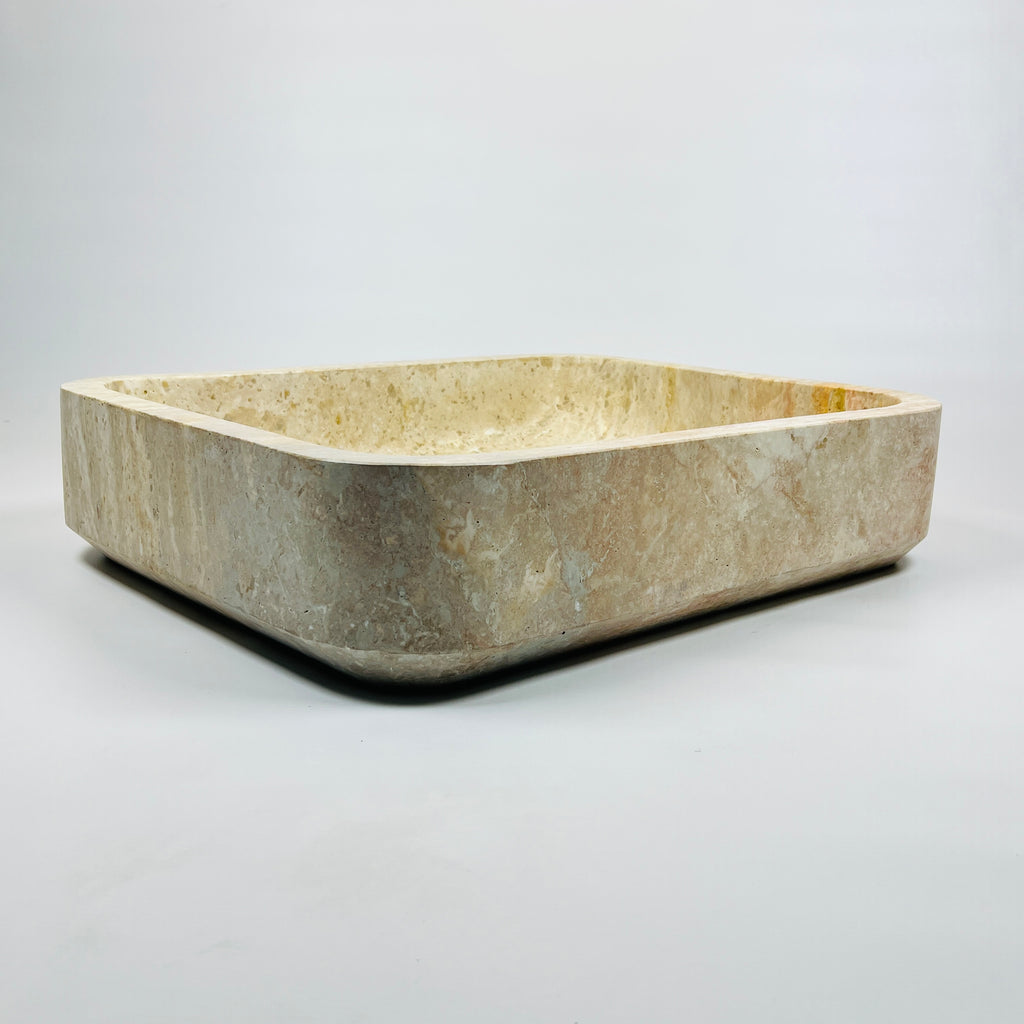 Raw Rectangle Grazed Travertine Sink