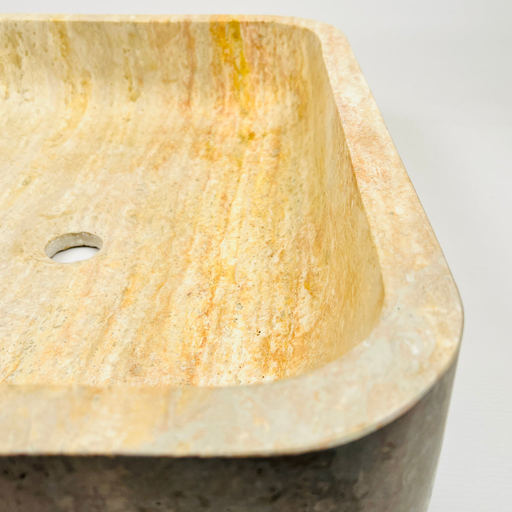 Raw Rectangle Grazed Travertine Sink