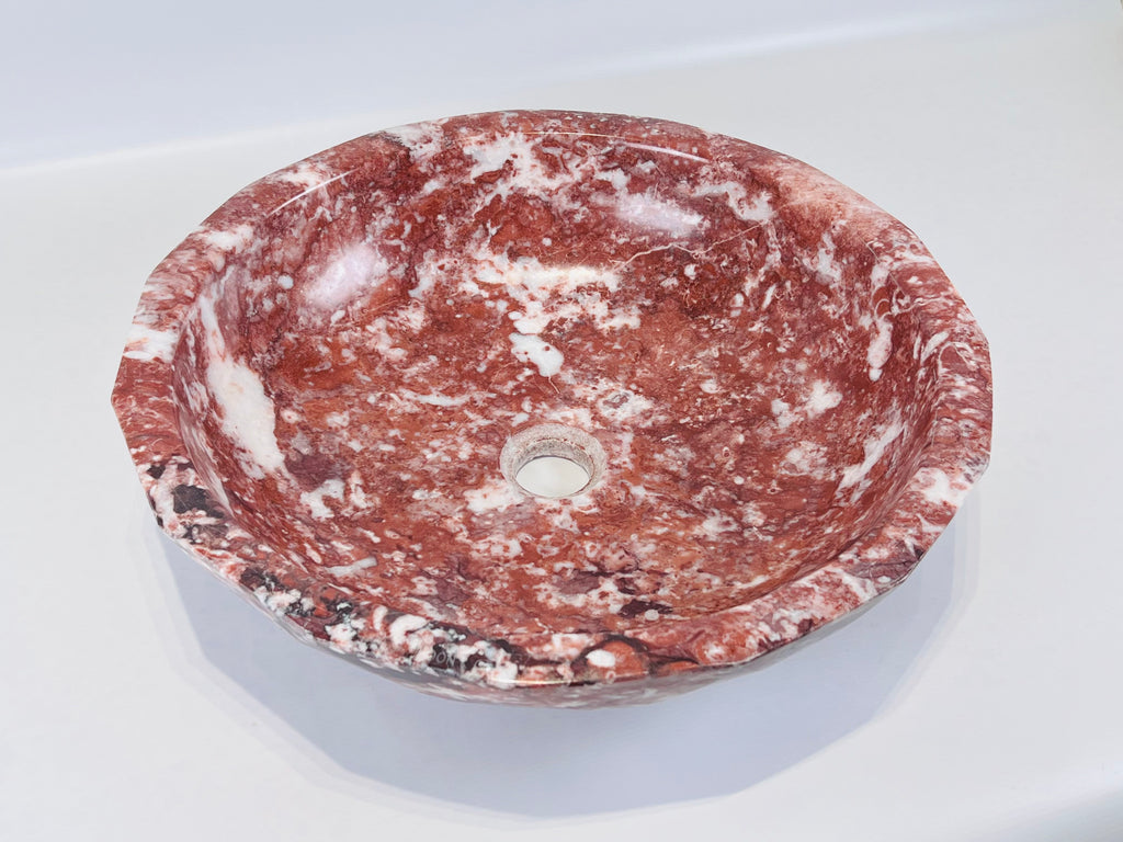 Red Streaked Marble Sink