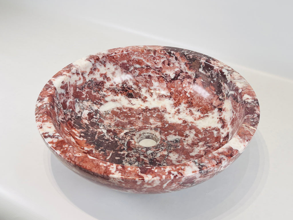 Red Streaked Marble Sink