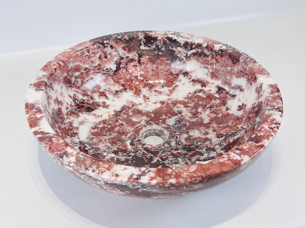 Red Streaked Marble Sink