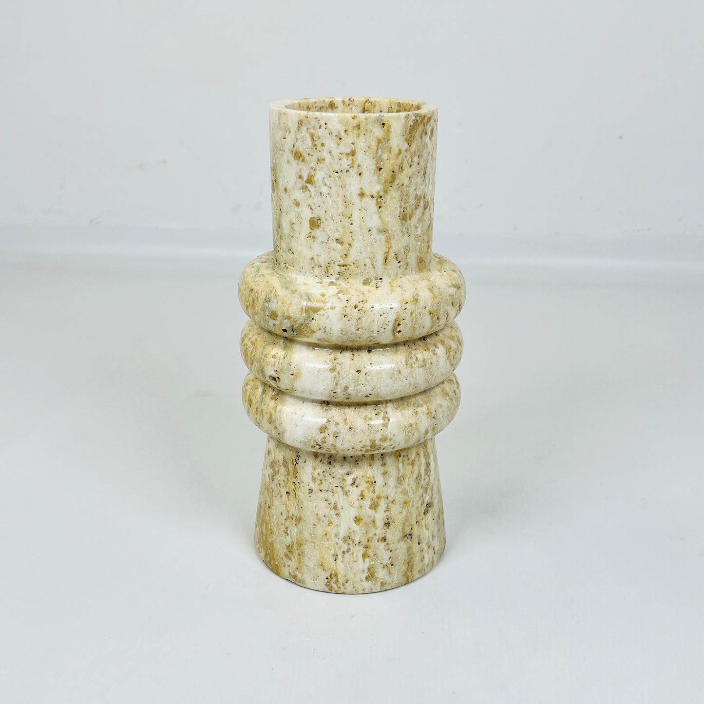 Ringed Marble Vase - Travertine