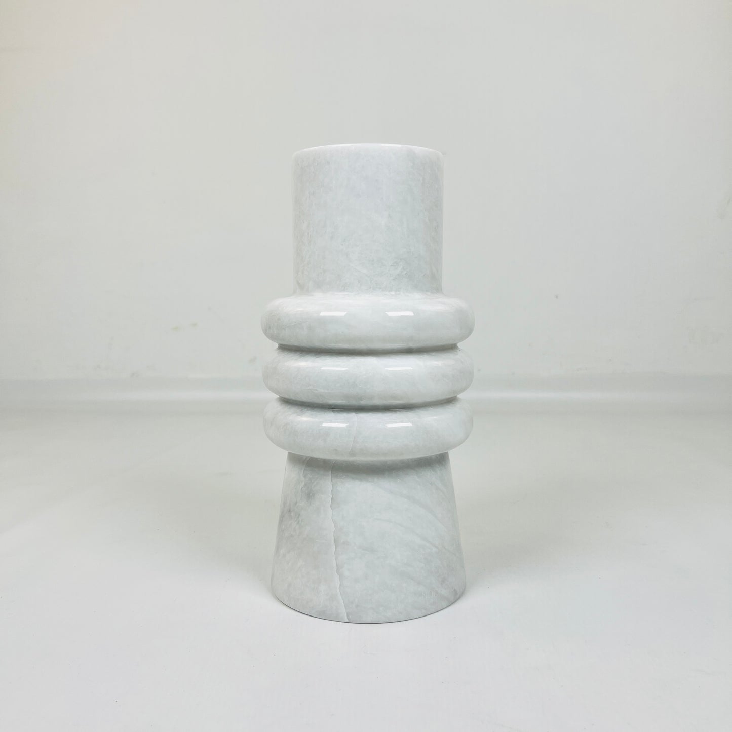 Ringed Marble Vase - Gray