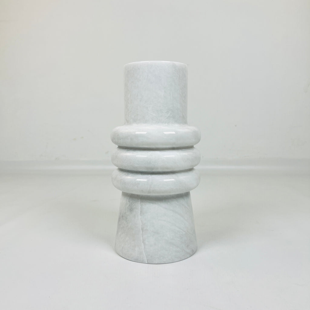 Ringed Neck Opaque White Vase