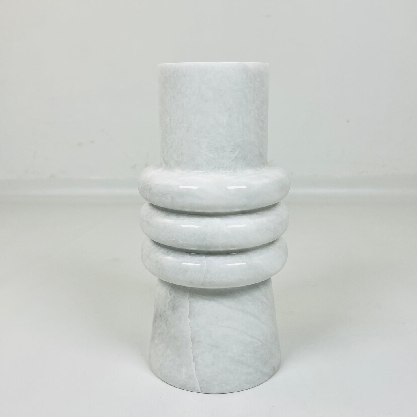 Ringed Marble Vase - Gray