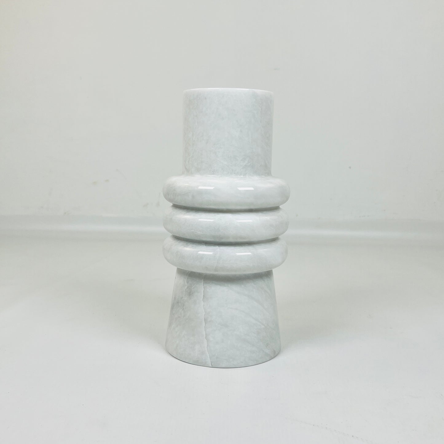 Ringed Marble Vase - Gray