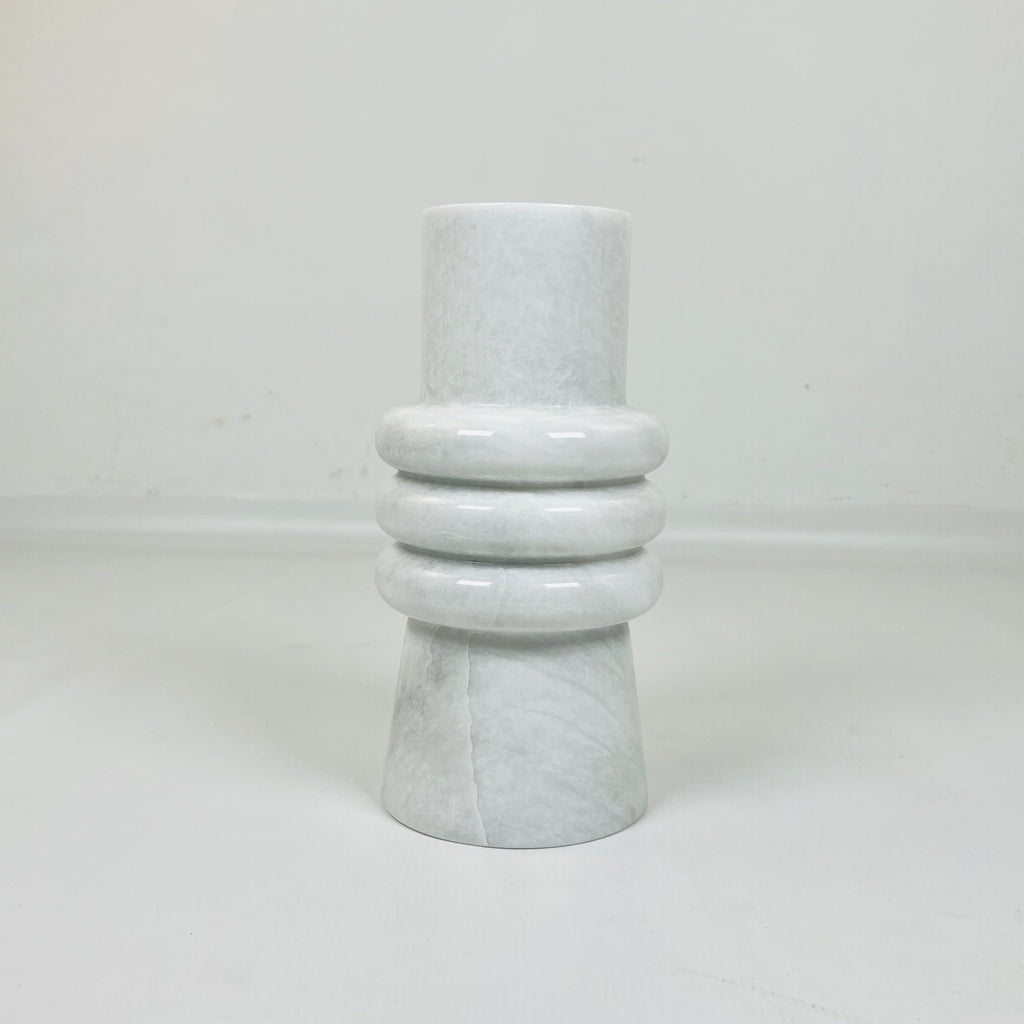 Ringed Neck Opaque White Vase