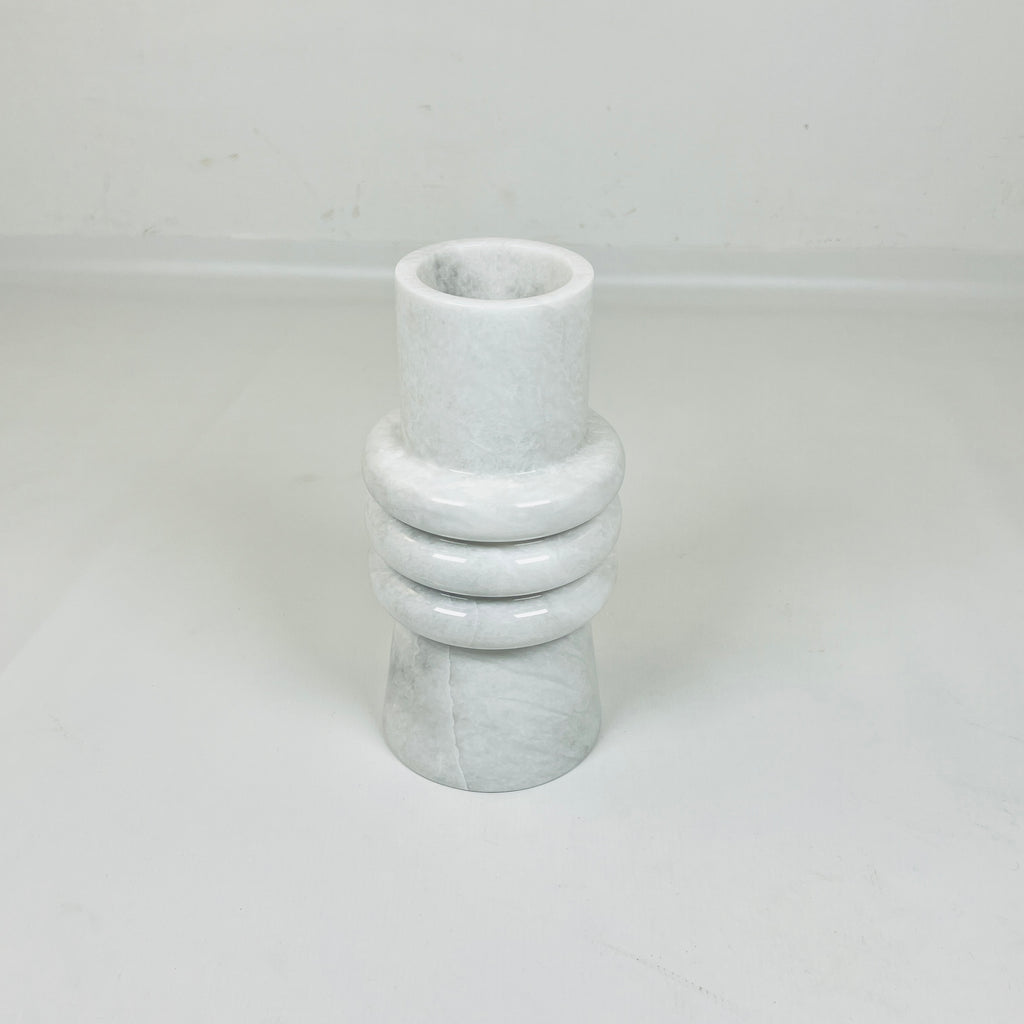 Ringed Neck Opaque White Vase