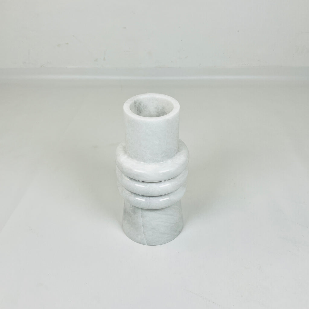 Ringed Neck Opaque White Vase