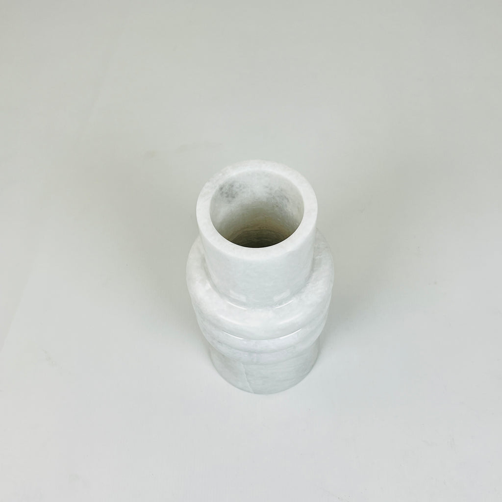 Ringed Neck Opaque White Vase