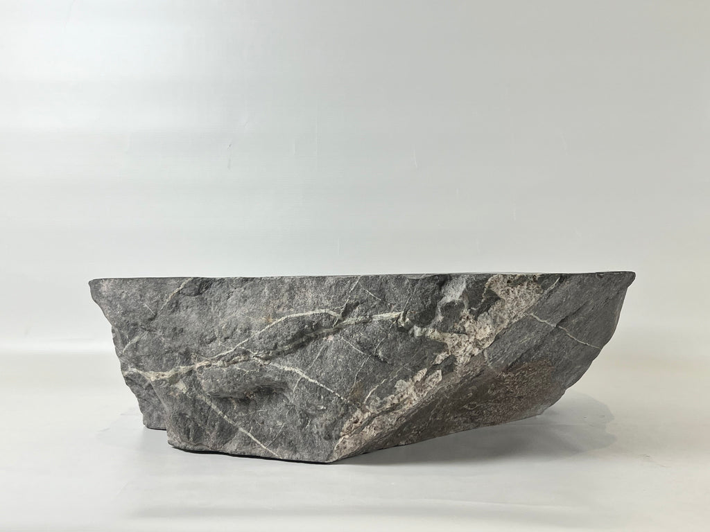 Deep Grey Lined River Stone Sink