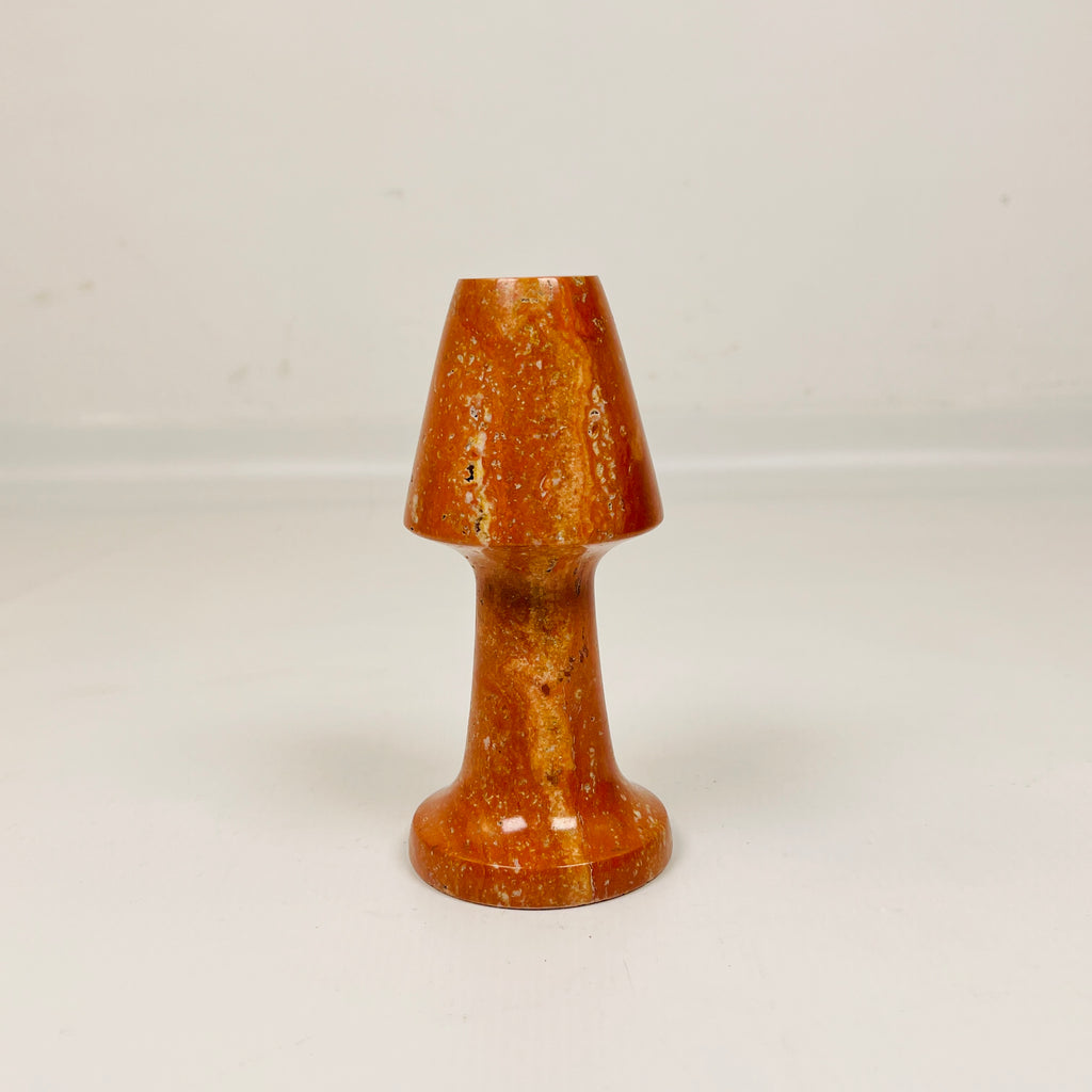 Cone Head Red Travertine Candle Stand