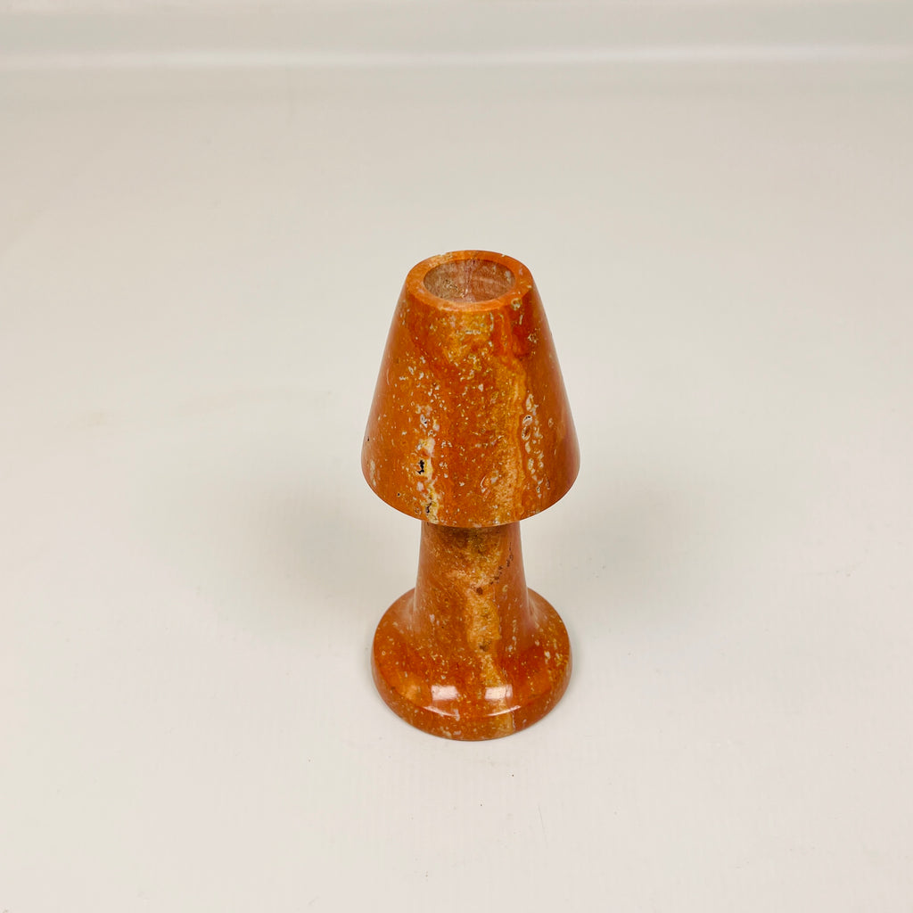 Cone Head Red Travertine Candle Stand