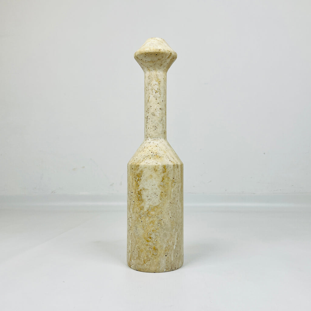 Long Bottled Travertine Candle Stand