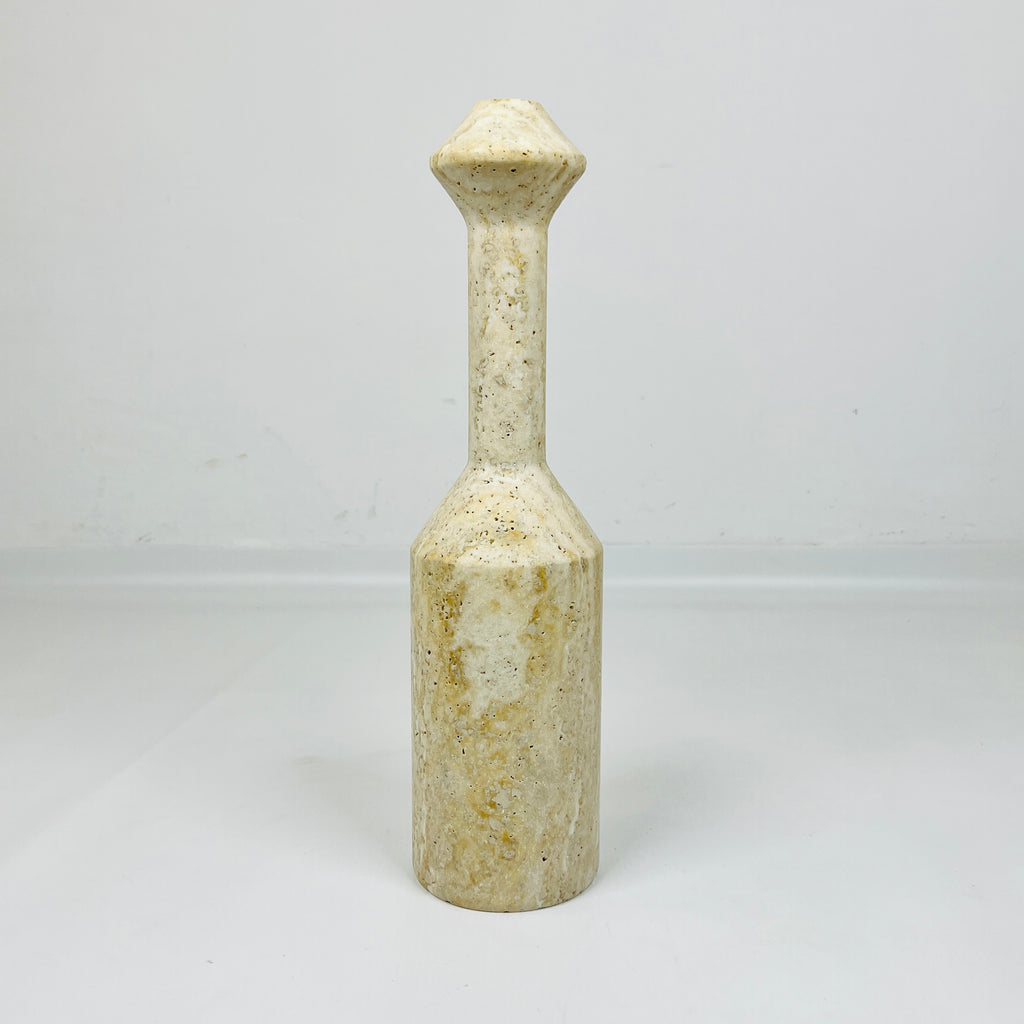 Long Bottled Travertine Candle Stand