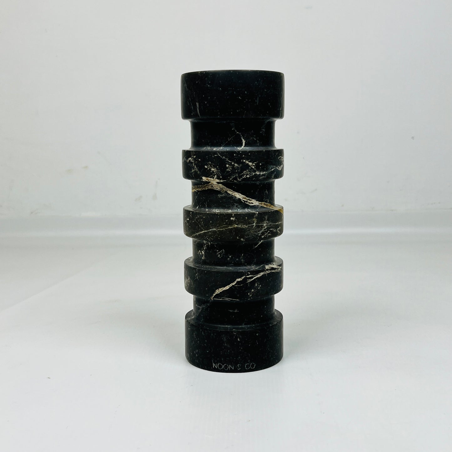 Banded Cylindrical Candle Stand - Black