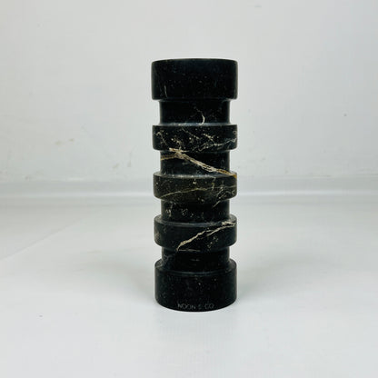 Banded Cylindrical Candle Stand - Black