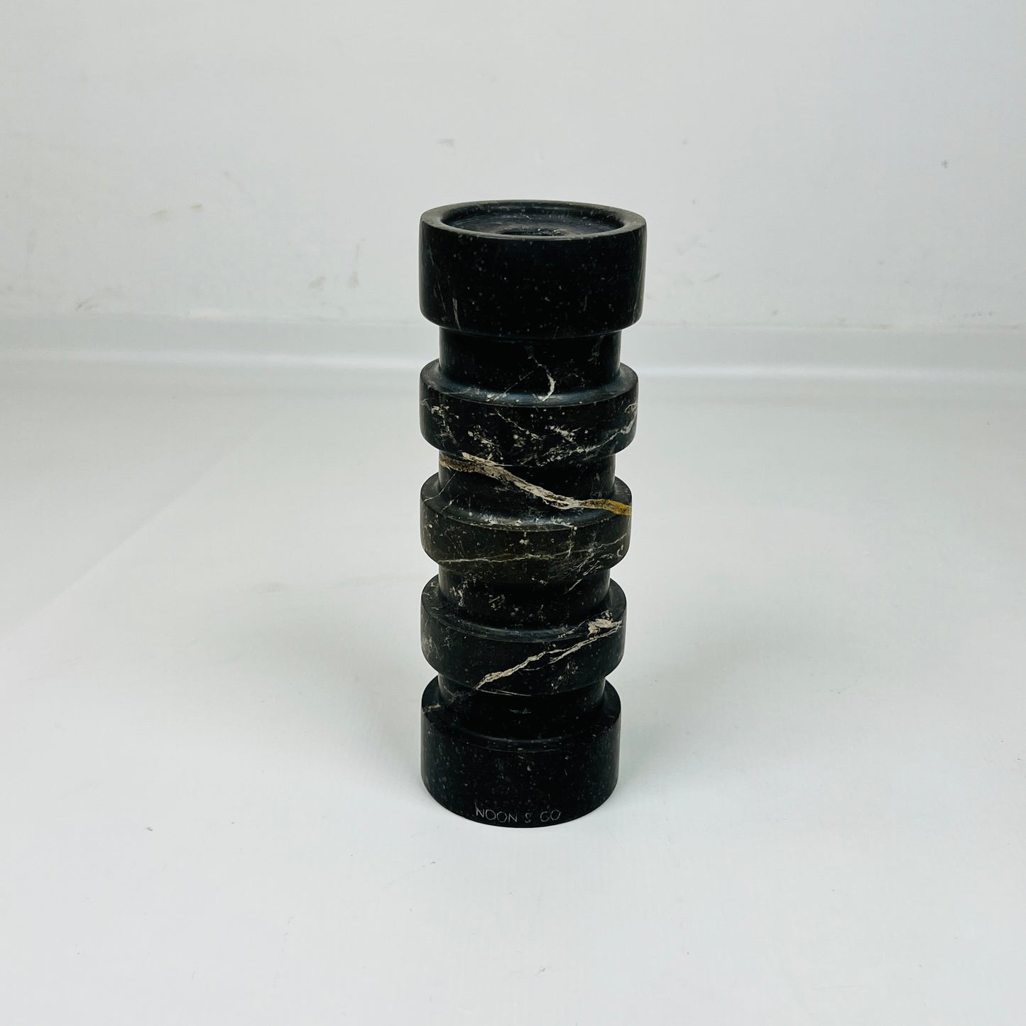 Banded Cylindrical Candle Stand - Black
