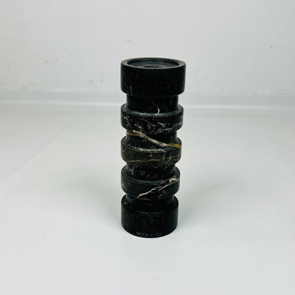 Banded Cylindrical Candle Stand - Black