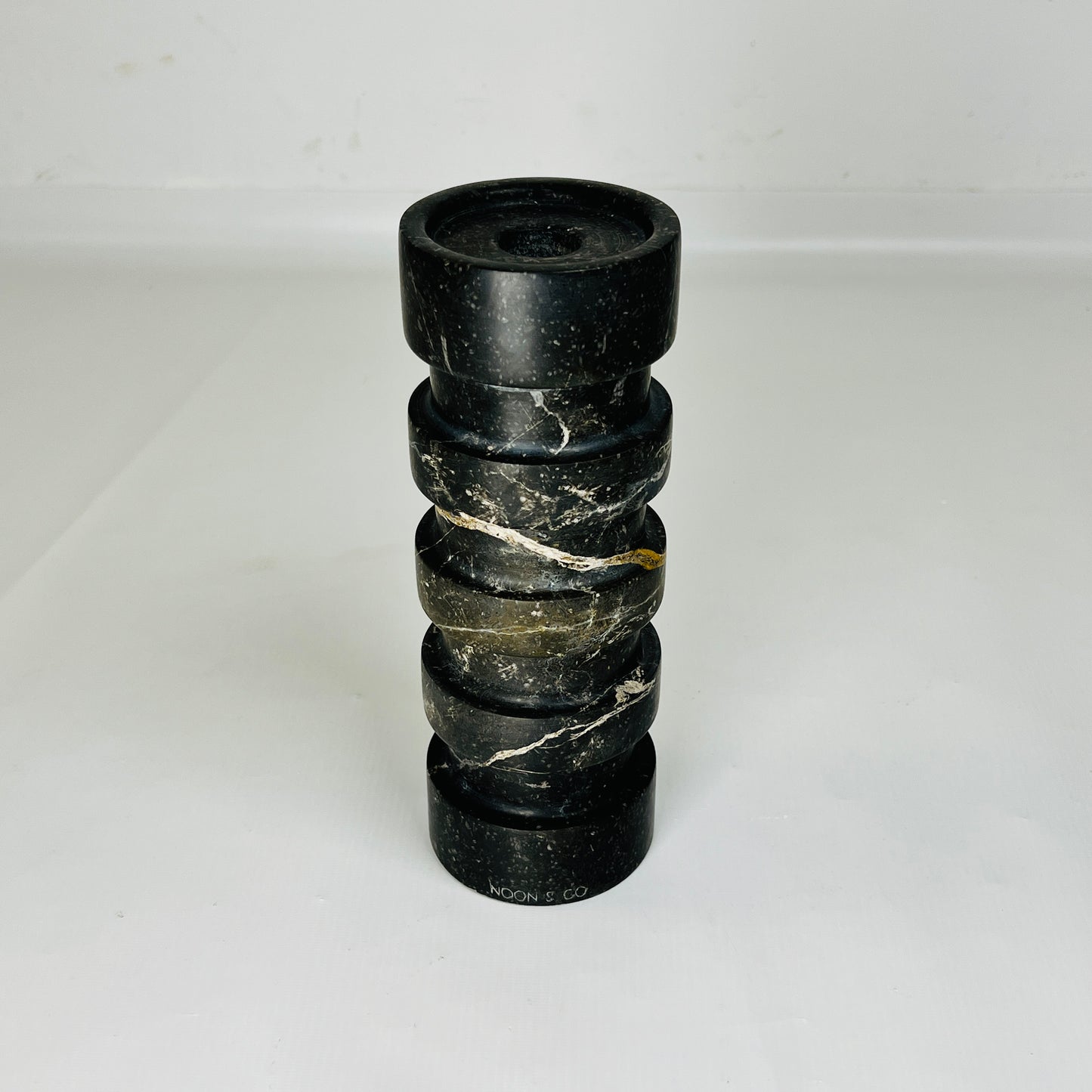 Banded Cylindrical Candle Stand - Black