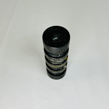 Banded Cylindrical Candle Stand - Black