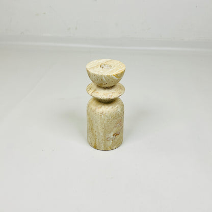 Collared Candle Stand  - Travertine