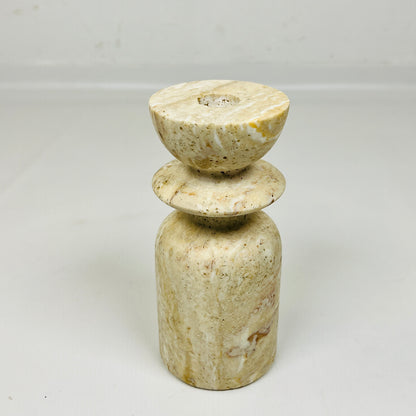 Collared Candle Stand  - Travertine