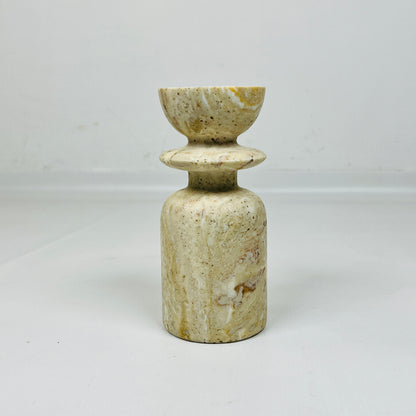 Collared Candle Stand  - Travertine