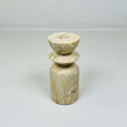 Collared Candle Stand  - Travertine